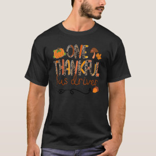 One Thankful Bus Driver Rainbow Turkey Fall Thanks T-Shirt