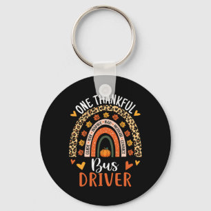 One Thankful Bus Driver Thanksgiving Fall School B Key Ring