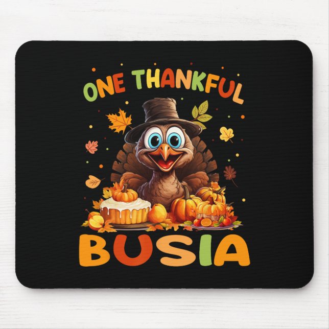 One Thankful Busia Graphic Fall Thanksgiving  Mouse Mat (Front)