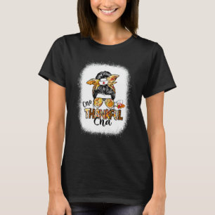 One Thankful Cna Messy Bun Women Fall Cute Thanksg T-Shirt
