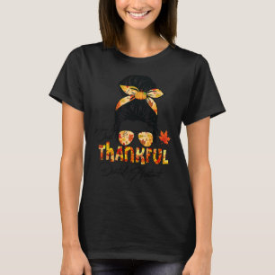 One Thankful Dental Assistant Messy Bun Fall Thank T-Shirt