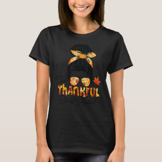 One Thankful Dental Assistant Messy Bun Fall Thank T-Shirt