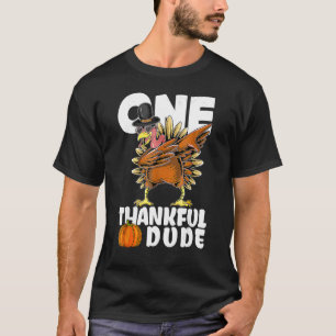 One Thankful Dude Dabbing Turkey Thanksgiving Day T-Shirt
