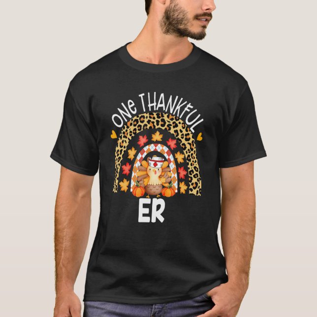One Thankful Er Turkey Autumn Thanksgiving T-Shirt (Front)
