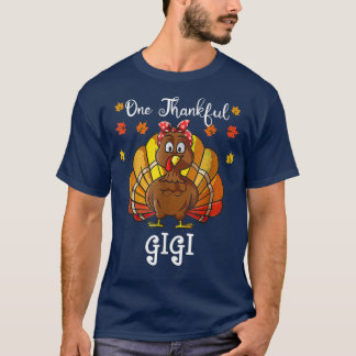 One Thankful Gigi Turkey Family Thanksgiving Autum T-Shirt
