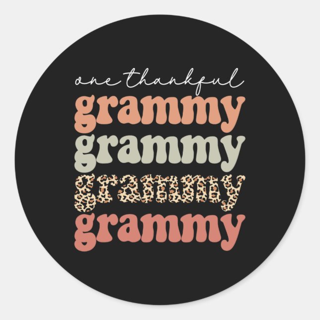 One Thankful Grammy Autumn Tree Fall Leaves Thanks Classic Round Sticker (Front)