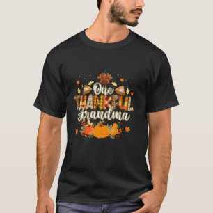 One Thankful Grandma Fall Leaves Autumn Grandma Th T-Shirt