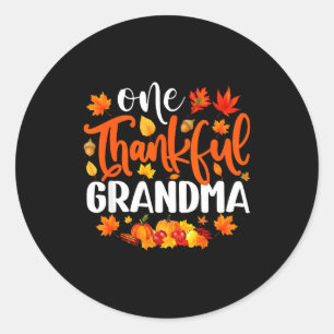 One Thankful Grandma Funny Fall Autumn Thanksgivin Classic Round Sticker