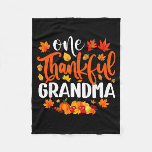 One Thankful Grandma Funny Fall Autumn Thanksgivin Fleece Blanket