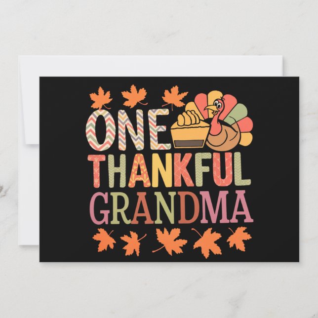 One Thankful Grandma Nana Turkey Thanksgiving Day Holiday Card (Front)