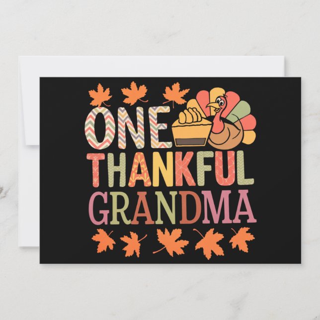 One Thankful Grandma Nana Turkey Thanksgiving Day Invitation (Front)