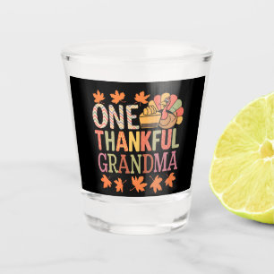 One Thankful Grandma Nana Turkey Thanksgiving Day Shot Glass