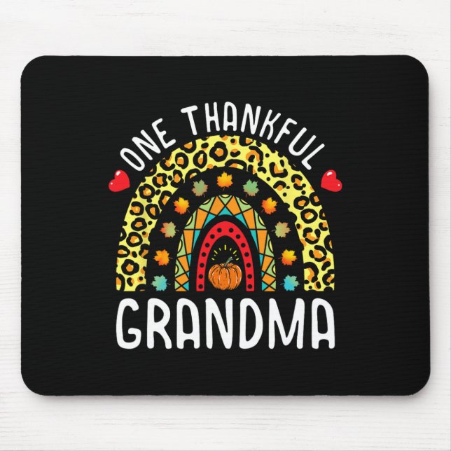 One Thankful Grandma Thanksgiving Rainbow Leopard  Mouse Mat (Front)