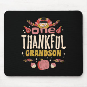 One Thankful Grandson Tee Fall Autumn Thanksgiving Mouse Mat