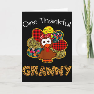 One Thankful Granny Shirt Funny Cute Turkey Thanks Card