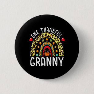 One Thankful Granny Thanksgiving Rainbow Leopard F 6 Cm Round Badge