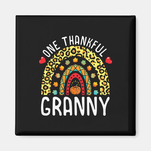 One Thankful Granny Thanksgiving Rainbow Leopard F Magnet (Front)