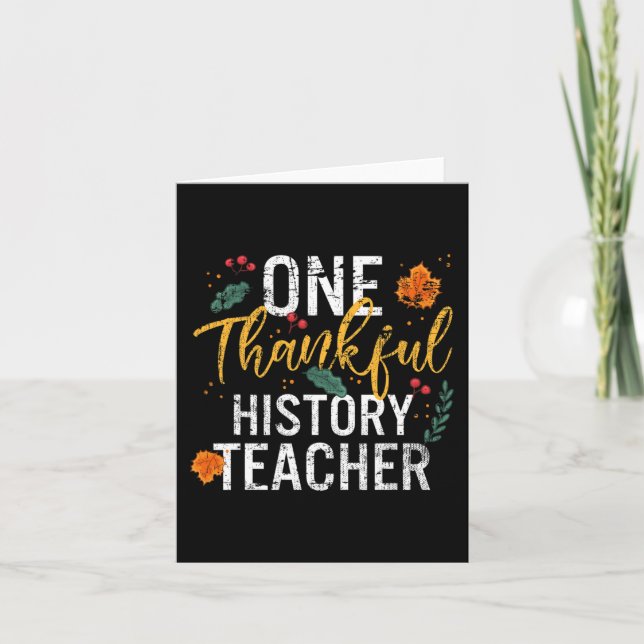 One Thankful History Teacher Cute Fall Thanksgivin Card (Front)