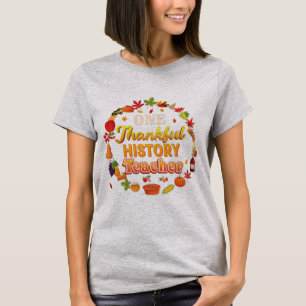 One Thankful History Teacher Thanksgiving Pumpkin T-Shirt
