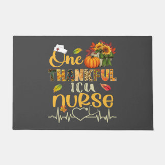 One Thankful ICU Nurse Pumpkin Stethoscope Thanksg Doormat
