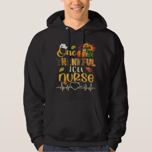 One Thankful ICU Nurse Pumpkin Stethoscope Thanksg Hoodie
