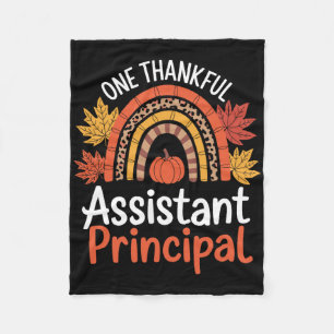 One Thankful Istant Principal Thanksgiving Front O Fleece Blanket