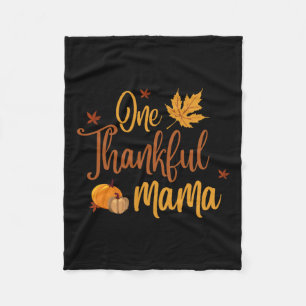 One Thankful Mama Autumn Fall Mother Thanksgiving Fleece Blanket