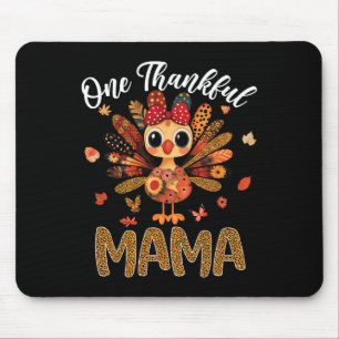 One Thankful Mama Autumn Fall Turkey Thanksgiving Mouse Mat