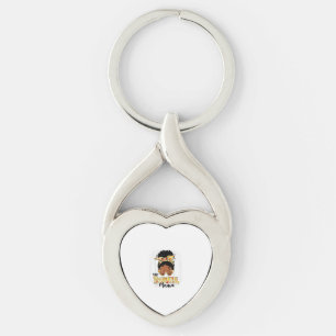 One Thankful Mama Funny Messy Bun Thanksgiving Key Ring