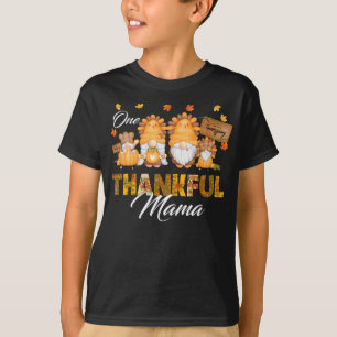 One Thankful Mama Funny t Gnome Leopard Pumpkin T-Shirt