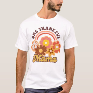 One Thankful Mama Halloween Groovy Fall Season T-Shirt