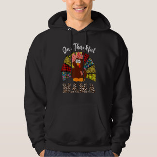One Thankful Mama Turkey Leopard Plaid Flowers Tha Hoodie