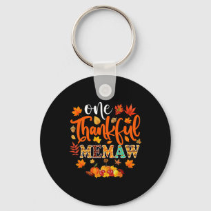 One Thankful Memaw Funny Fall Autumn Thanksgiving Key Ring