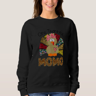 One Thankful Momo Turkey Family Leopart Thankgivin Sweatshirt