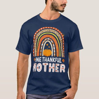 One Thankful Mother Rainbow Leopard Fall Autumn Th T-Shirt