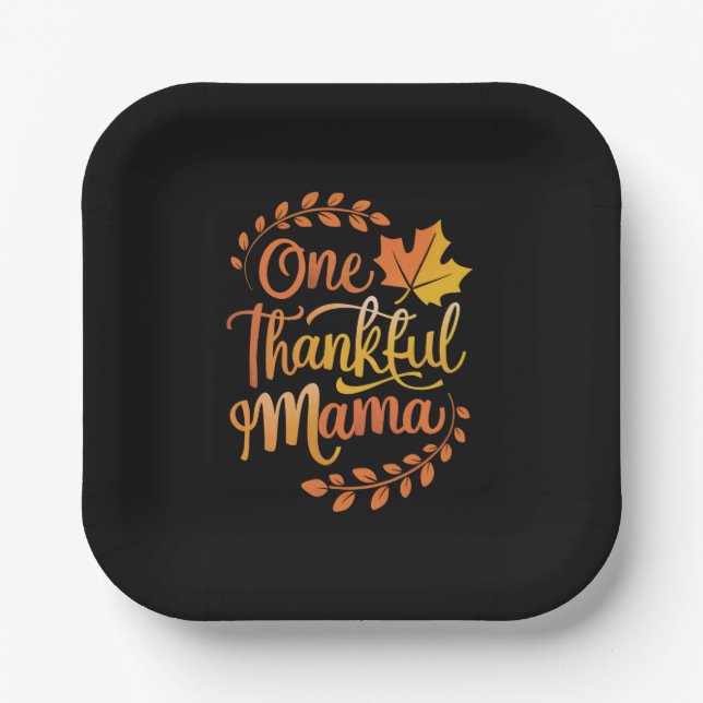 One Thankful Mum Cute Fall Thanksgiving  Autumn  Paper Plate (Front)