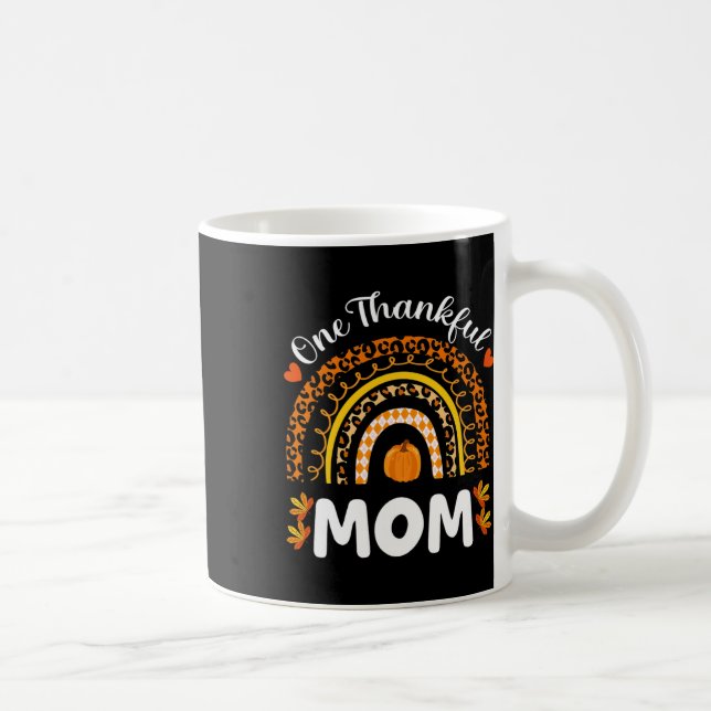 One Thankful Mum Thanksgiving Rainbow Fall Leopard Coffee Mug (Right)
