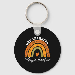 One Thankful Music Teacher Rainbow Fall Thanksgivi Key Ring