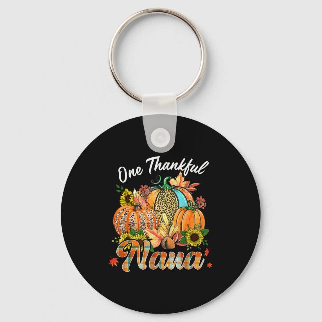 One Thankful Nana Pumpkin Fall Autumn Thanksgiving Key Ring (Front)