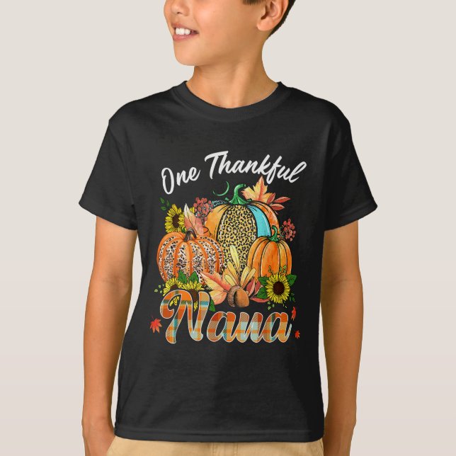 One Thankful Nana Pumpkin Fall Autumn Thanksgiving T-Shirt (Front)