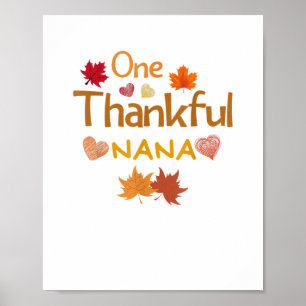 one thankful nana thanksgiving day family matching poster