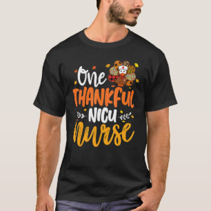 One Thankful Nicu Nurse Turkey Leopard Plaid Thank T-Shirt