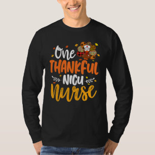 One Thankful Nicu Nurse Turkey Leopard Plaid Thank T-Shirt