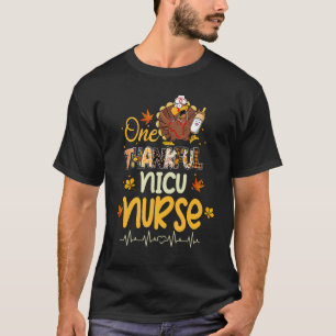 One Thankful NICU Nurse Turkey Stethoscope Thanksg T-Shirt