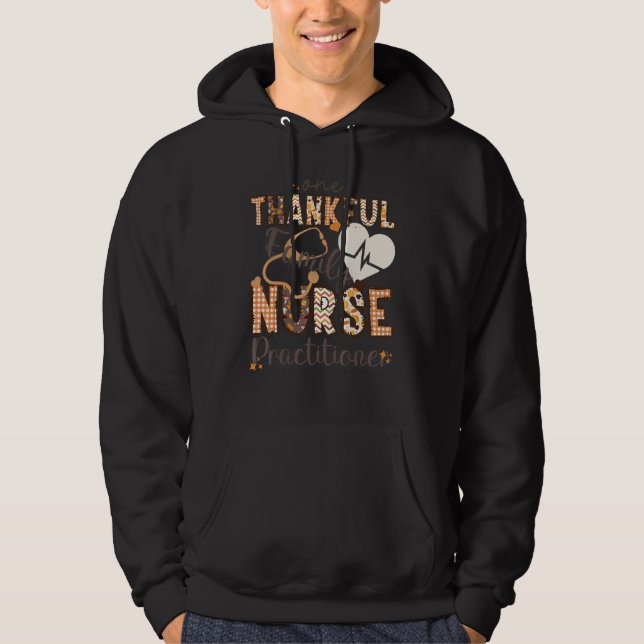 One Thankful NP Nurse Autumn Fall Nurse Thanksgivi Hoodie (Front)