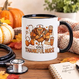 One Thankful Nurse Mug, Funny Thanksgiving Gift  Mug