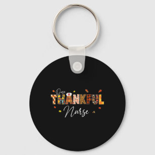 One Thankful Nurse Thanksgiving Day Leopard Plaid Key Ring