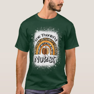 One Thankful Nurse Thanksgiving Rainbow Leopard Bl T-Shirt