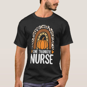 One Thankful Nurse Thanksgiving Rainbow Leopard F T-Shirt