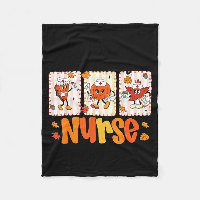 One Thankful Nurse Thanksgiving Turkey Day Nurse G Fleece Blanket (Front)